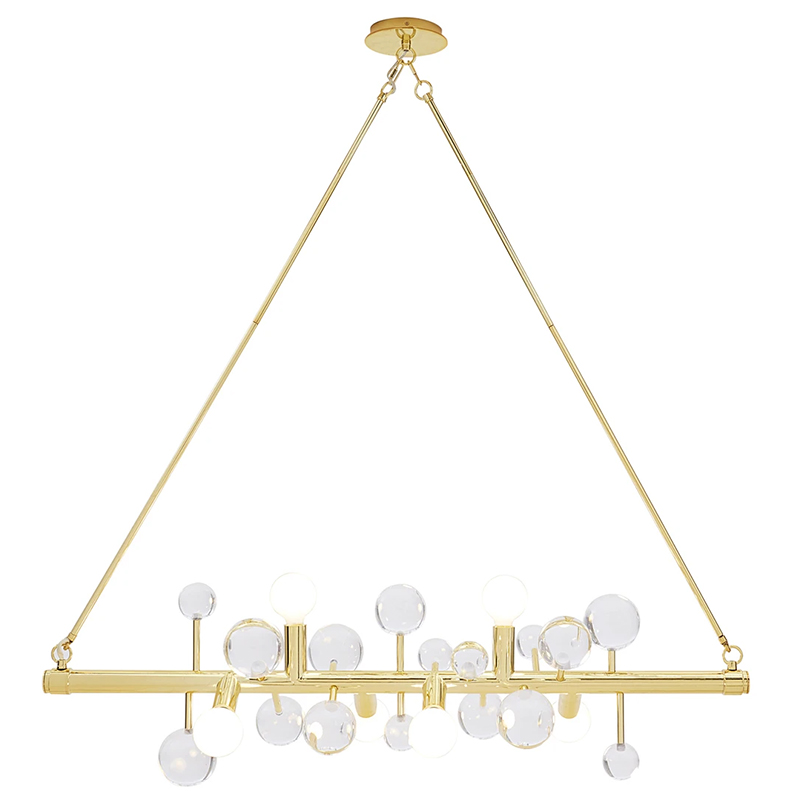 Люстра Jonathan Adler SIX-LIGHT LINEAR CHANDELIER Clear Золотой Прозрачное Стекло Белый в Самаре | Loft Concept 