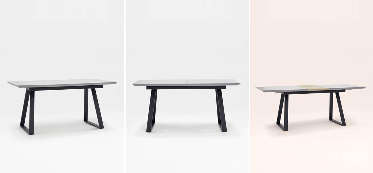 Стол обеденный раздвижной Magali ширина 160 серая столешница - фото