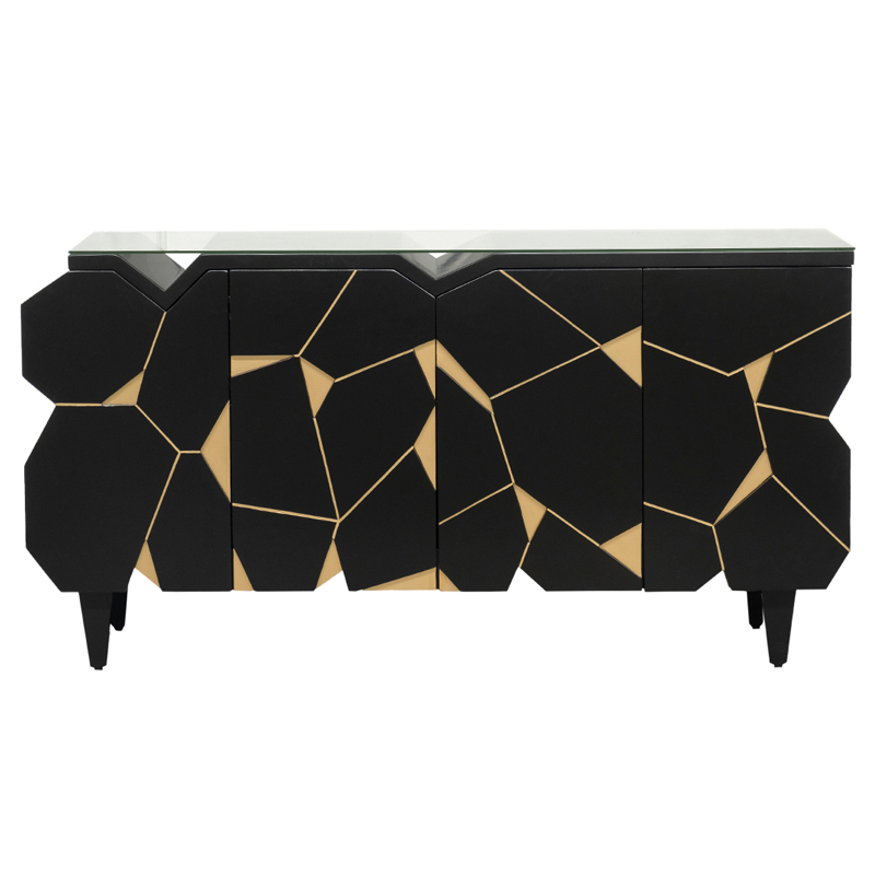 Комод геометрический декор Mosaik Chest of drawers Черный Черный Золотой в Самаре | Loft Concept 