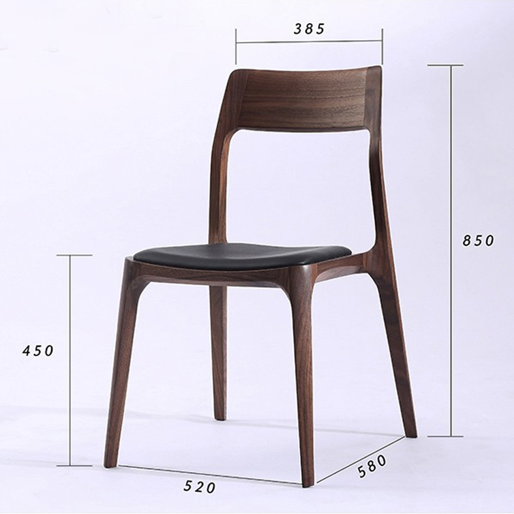 Стул деревянный с мягким сиденьем из черной натуральной кожи Moon Walnut Furniture Стул деревянный с мягким сиденьем из черной натуральной кожи Moon Walnut Furniture в Самаре