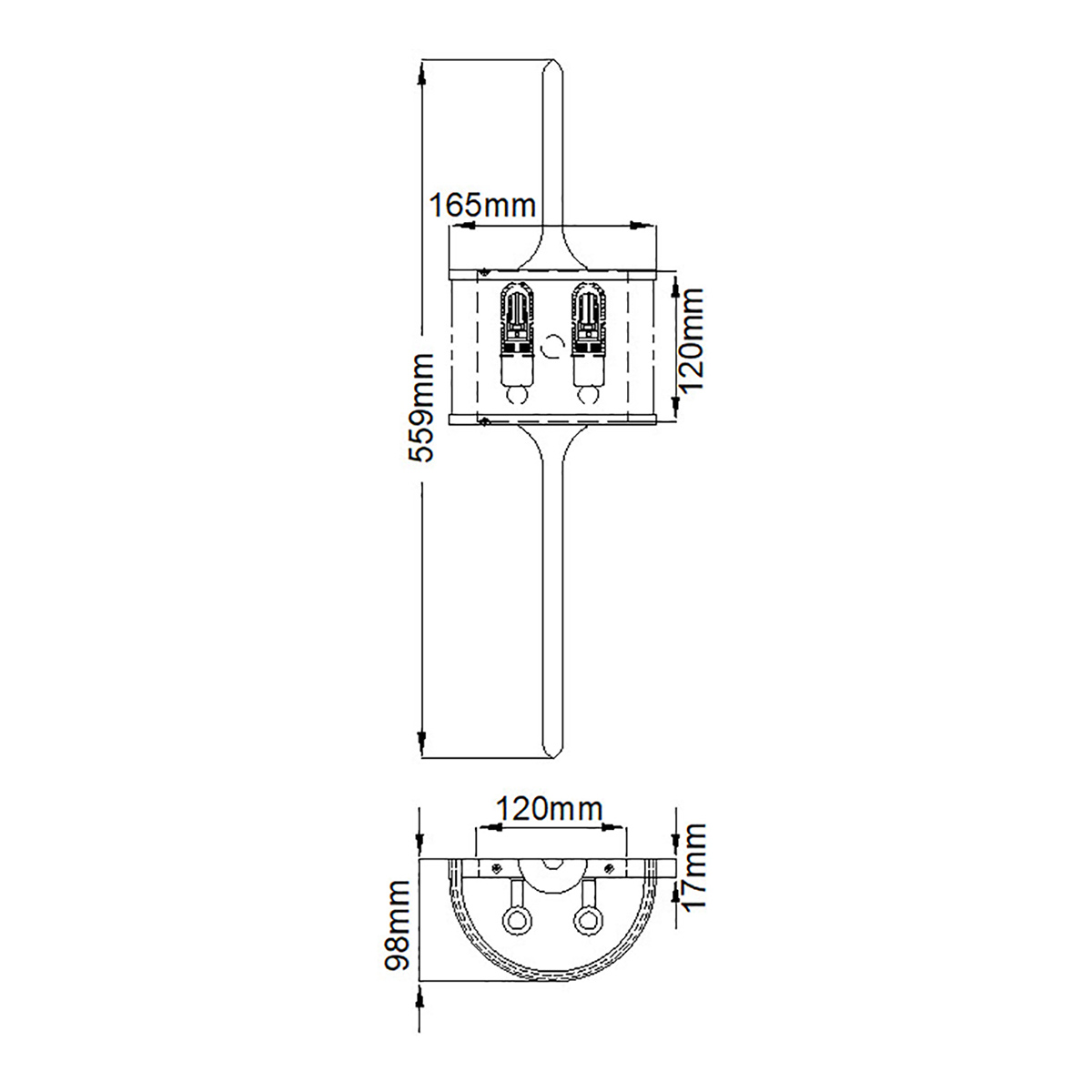 Бра вертикальное с белым полукруглым плафоном и длинным стержнем S Kichler в Самаре