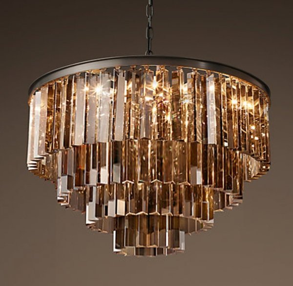 Люстра RH 1920s Odeon Smoke Glass Fringe Chandelier -60 Черный в Самаре | Loft Concept 