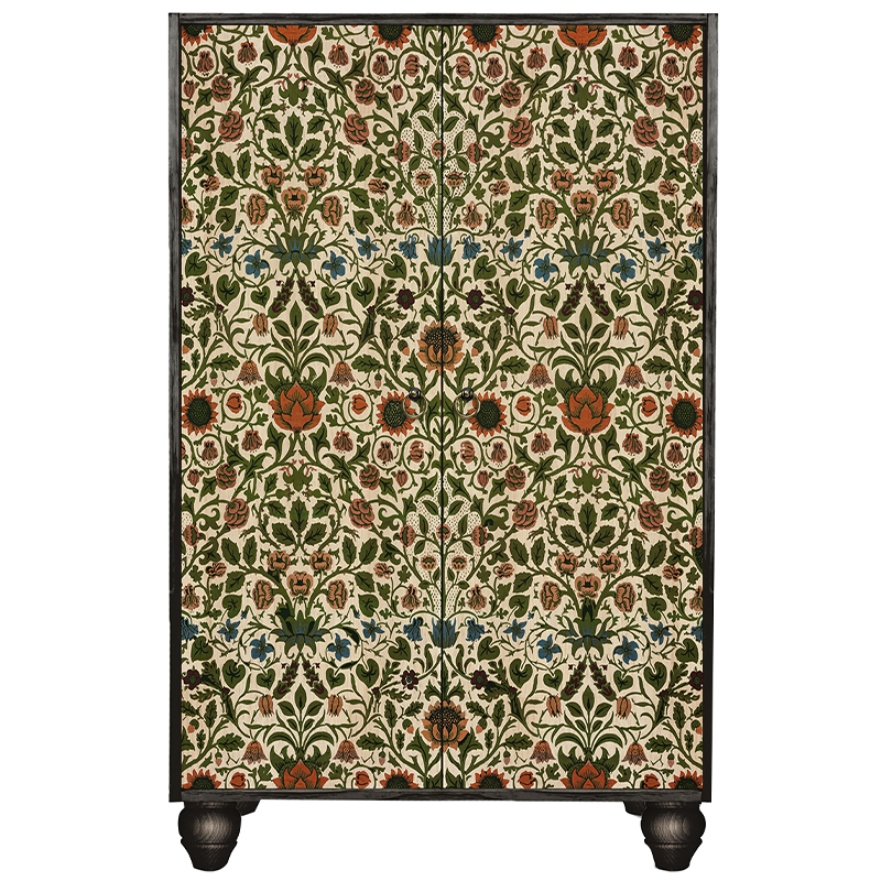 Шкаф с цветочным узором на дверцах Floral Print Cabinet Black Мульти Черный Шкаф с цветочным узором на дверцах Floral Print Cabinet Black Мульти Черный в Самаре | Loft Concept
