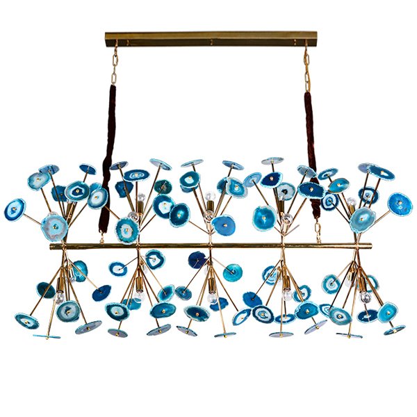 Люстра Agate Burst Chandelier Blue Line Золотой Синий в Самаре | Loft Concept 