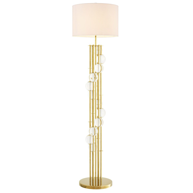 Торшер Eichholtz Floor Lamp Lorenzo Gold & white Глянцевое золото Белый Прозрачный в Самаре | Loft Concept 