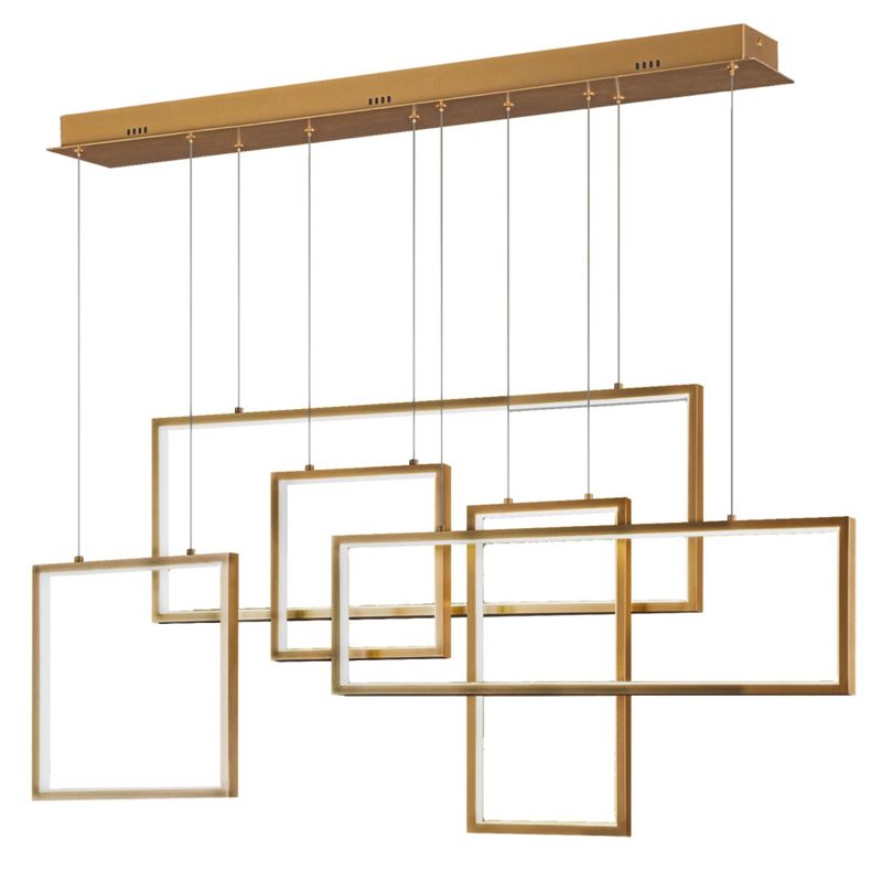 Люстра Rectangle Geometry Chandelier Gold 5 Золотой в Самаре | Loft Concept 