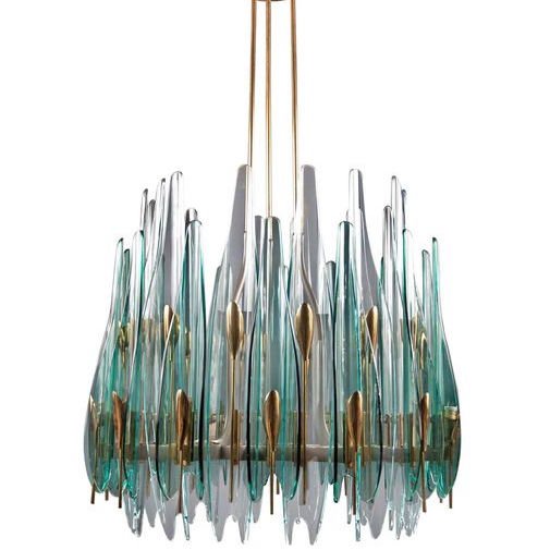 Люстра Max Ingrand Dahlia Chandelier Прозрачный зеленый Глянцевое золото в Самаре | Loft Concept 