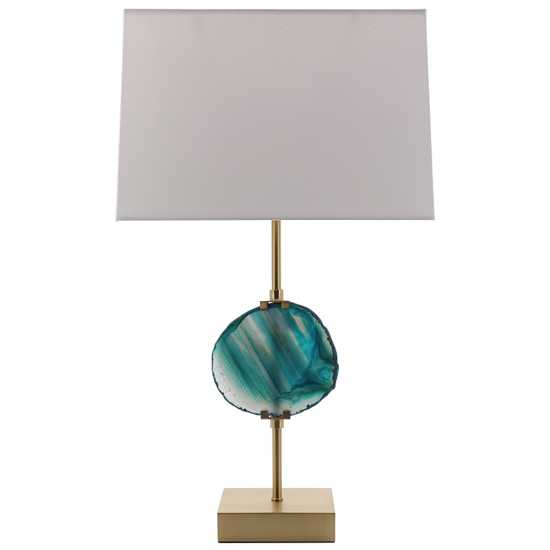 Настольная лампа Blue Agate Design Table Lamp Латунь Синий Бирюзовый Белый в Самаре | Loft Concept 