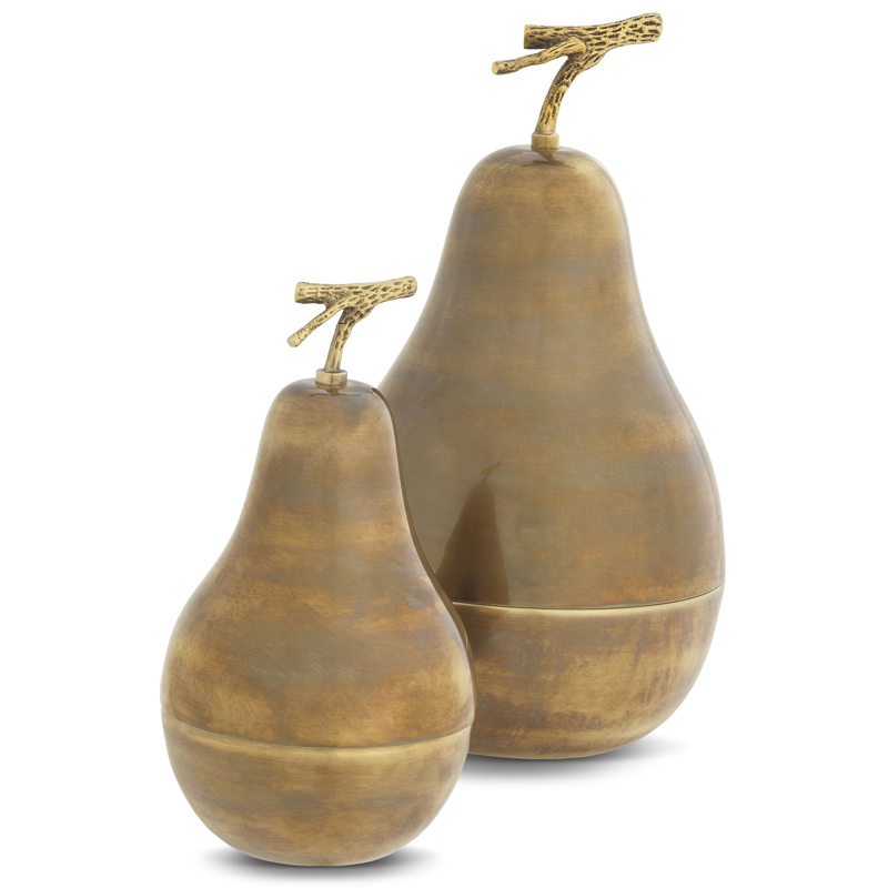 Комплект шкатулок Eichholtz Box Pear Set of 2 brass Винтажная латунь в Самаре | Loft Concept 