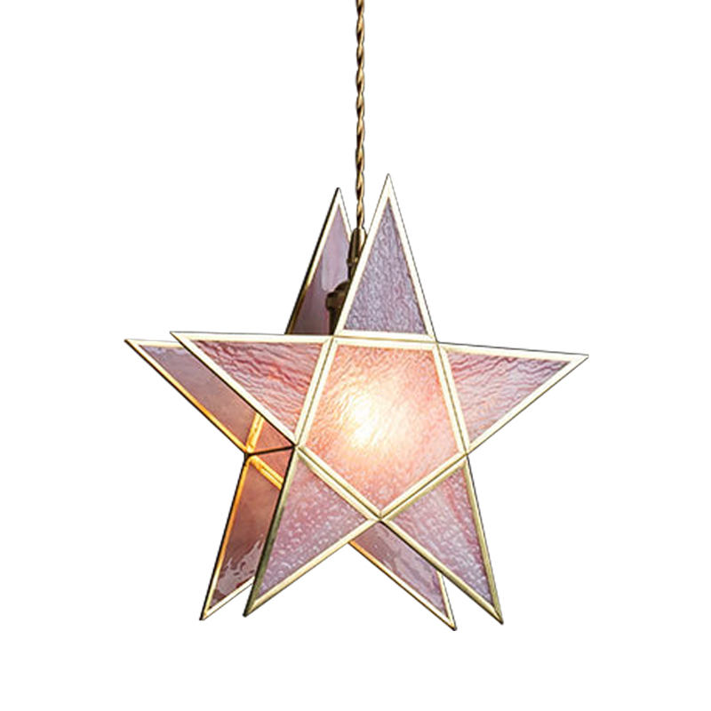 Подвесной светильник Star Pink Glass Hanging Light Розовый Латунь в Самаре | Loft Concept 