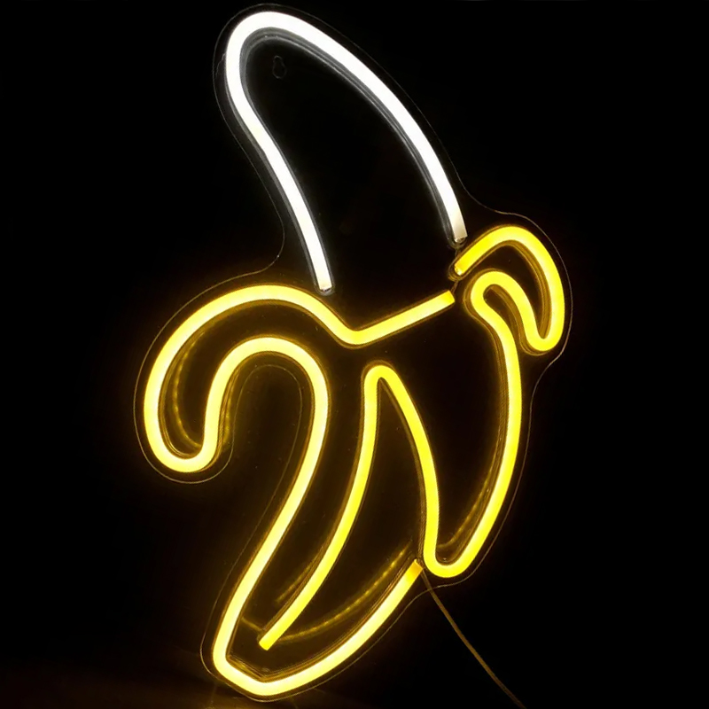 Неоновая настенная лампа Banana Neon Wall Lamp Прозрачный Белый Желтый в Самаре | Loft Concept 