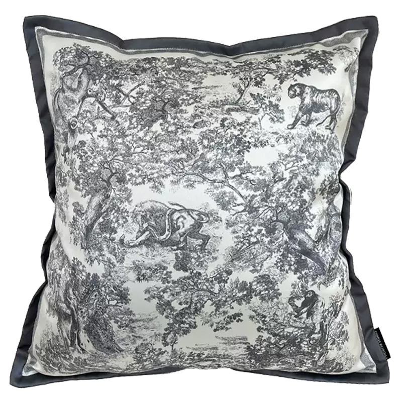 Декоративная подушка стиль Dior Toile de Jouy Fauna Pillow Серый Черный Декоративная подушка стиль Dior Toile de Jouy Fauna Pillow Серый Черный в Самаре | Loft Concept