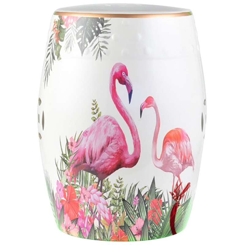 Керамический табурет Flamingo Tropical Animal Ceramic Stool White Белый Розовый Зеленый в Самаре | Loft Concept 