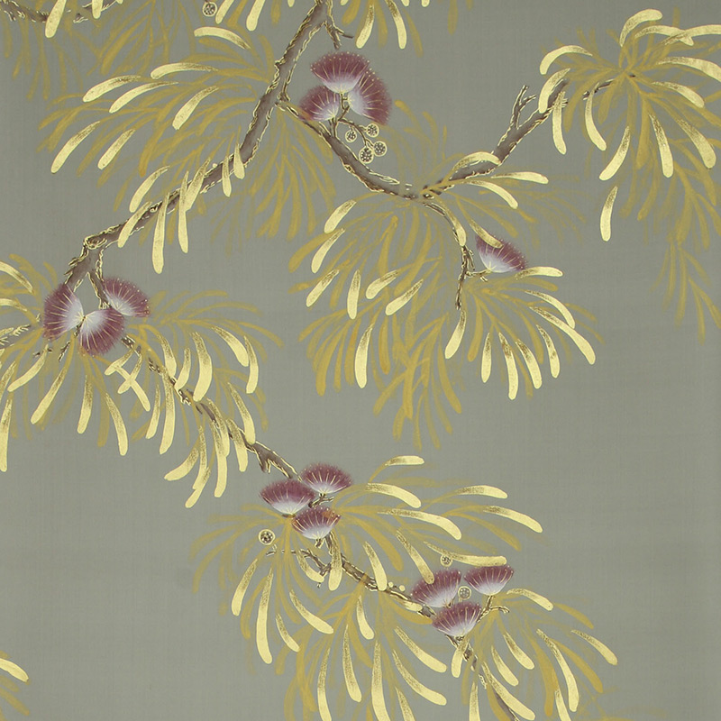 Обои ручная роспись Silk Tree Colourway SC-80 on Pale Grey dyed silk Обои ручная роспись Silk Tree Colourway SC-80 on Pale Grey dyed silk в Самаре | Loft Concept