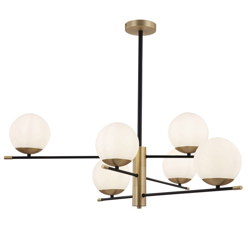 Светильник Spike Six Balls Hanging Lamp матовое золото Прозрачный белый в Самаре | Loft Concept 