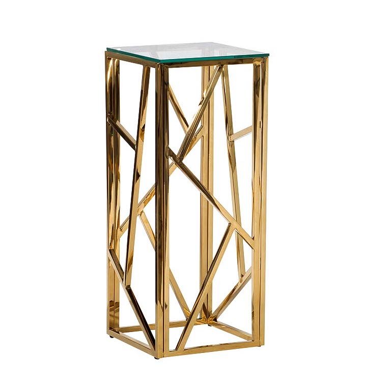 Подставка Serene Furnishing Gold Clear Glass Top stand Прозрачное Стекло Золотой в Самаре | Loft Concept 