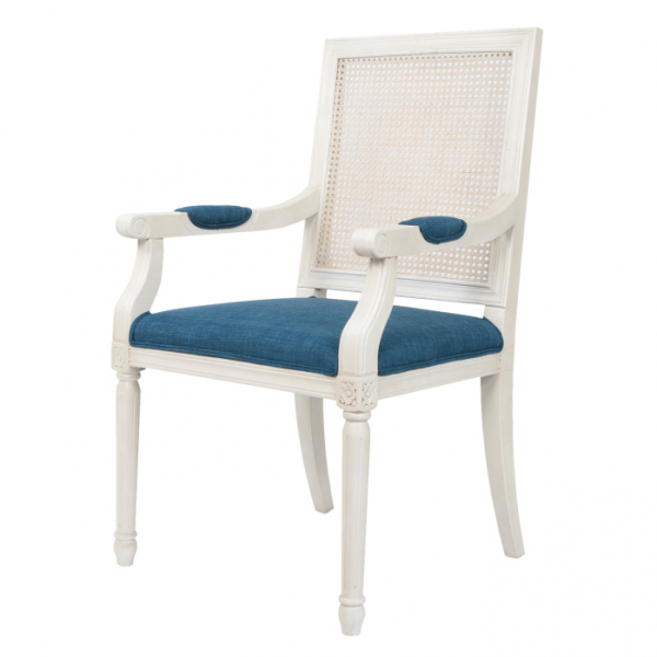 Стул French chairs Provence Garden White ArmChair Белый Темно-синий в Самаре | Loft Concept 