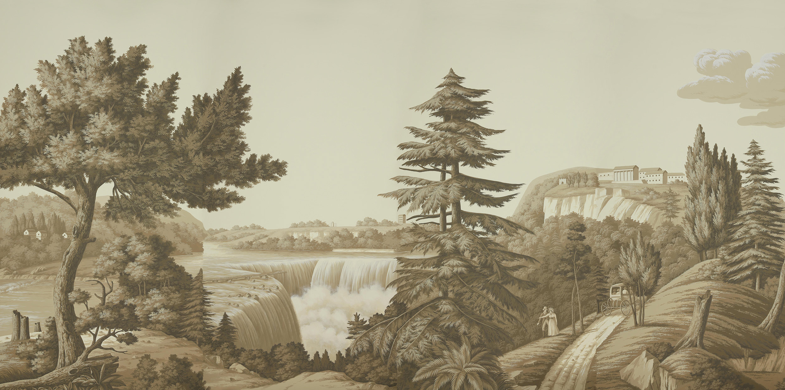 Обои ручная роспись North American River Views Sepia on scenic paper Обои ручная роспись North American River Views Sepia on scenic paper - постер Loft-Concept в Самаре