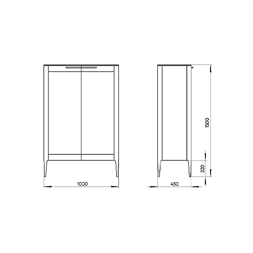 Витрина светло-серая с 2-мя стеклянными дверцами и 3-мя полками Type  в Самаре