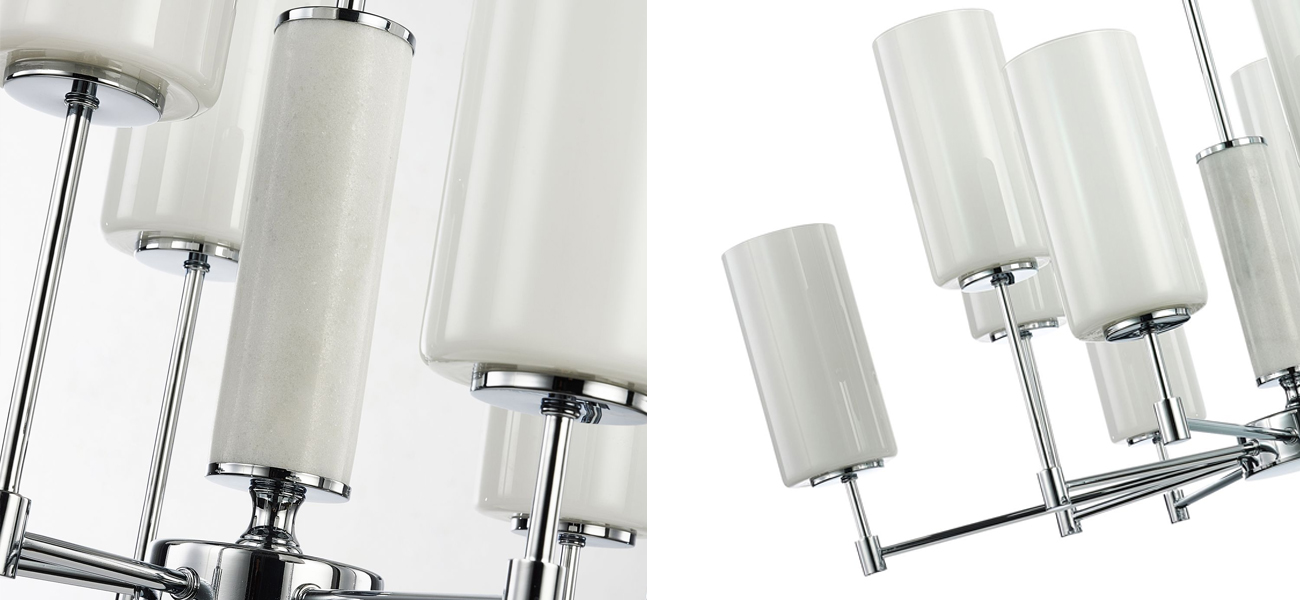 Люстра цвета хром с белыми матовыми плафонами Hovering D84 см - фото