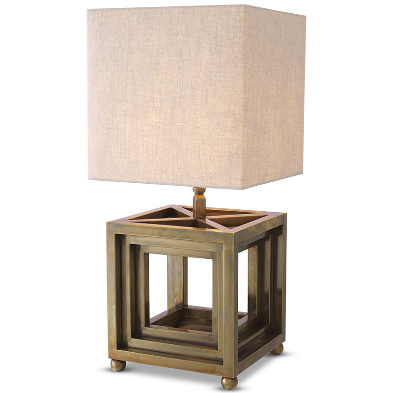 Настольная лампа Eichholtz Table Lamp Bellagio Brass Винтажная латунь Бежево-серый в Самаре | Loft Concept 