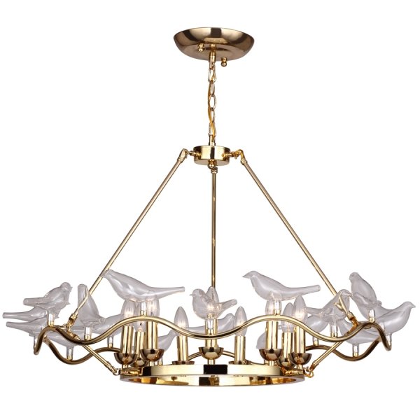 Люстра Dove Chandelier Glass Bird 9 Золотой в Самаре | Loft Concept 