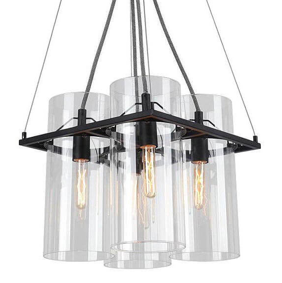 Люстра Glass Cylinder Chandelier Прозрачный Черный в Самаре | Loft Concept 