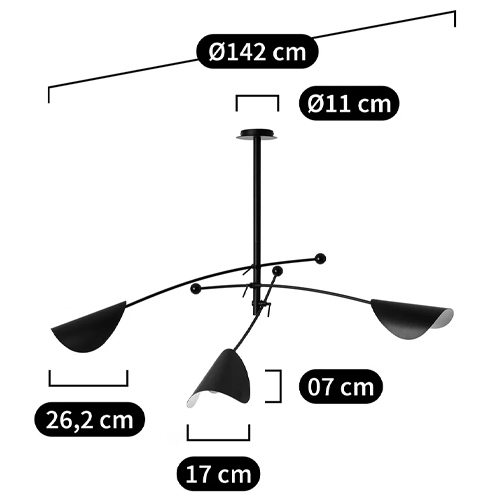 Потолочный светильник с подвижными плафонами Aracea Black Ceiling Lamp Потолочный светильник с подвижными плафонами Aracea Black Ceiling Lamp в Самаре