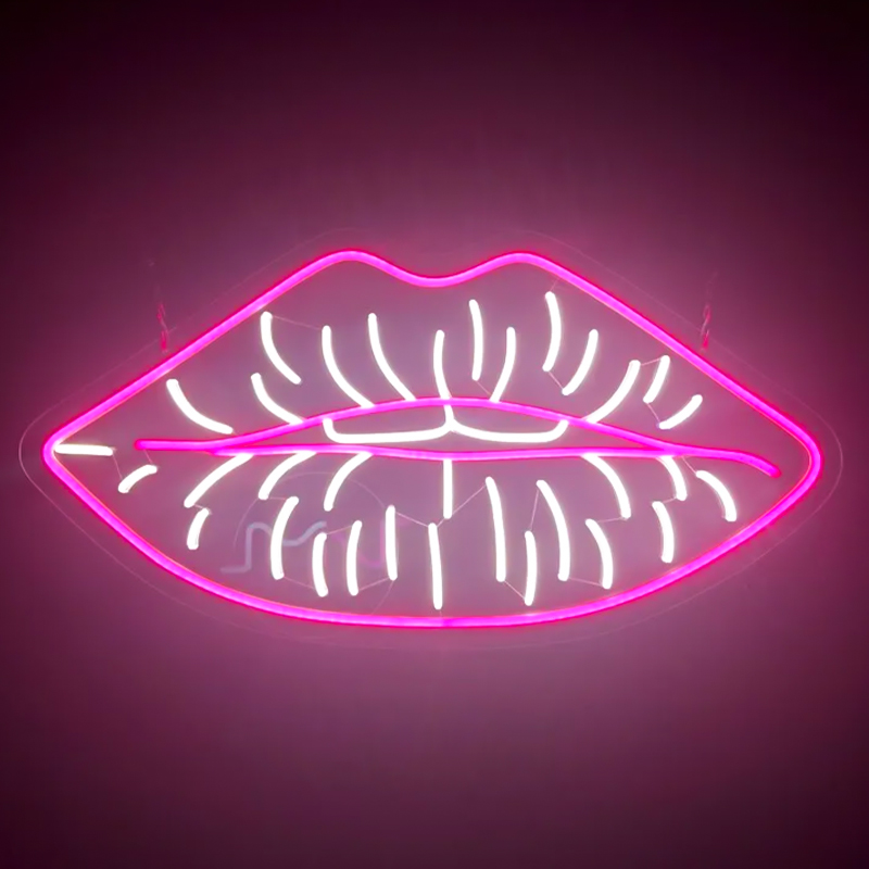 Неоновая настенная лампа Lips Neon Wall Lamp Розовый Белый в Самаре | Loft Concept 