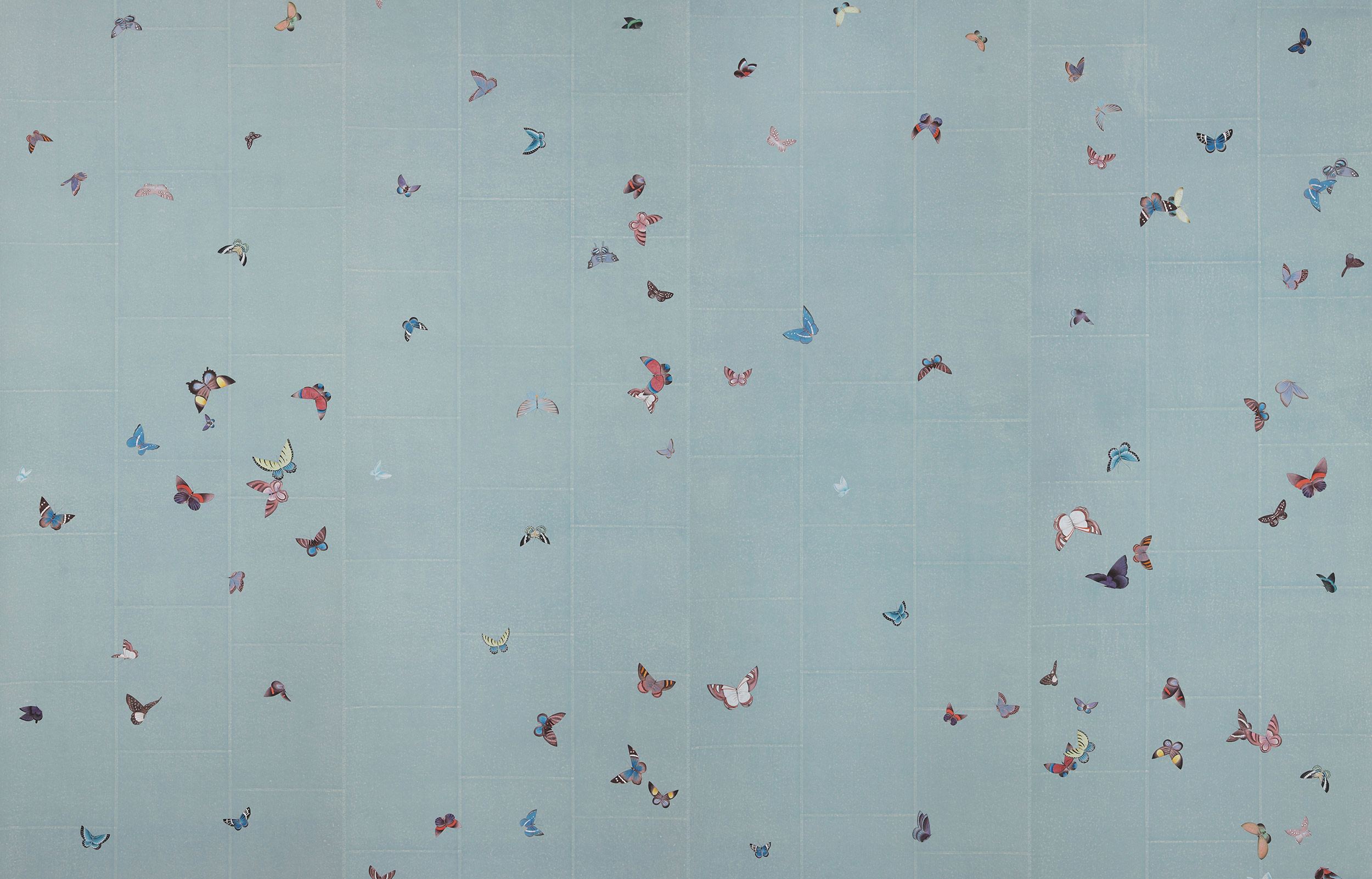 Обои ручная роспись Butterflies Icarus on Azure India tea paper Обои ручная роспись Butterflies Icarus on Azure India tea paper - постер Loft-Concept в Самаре