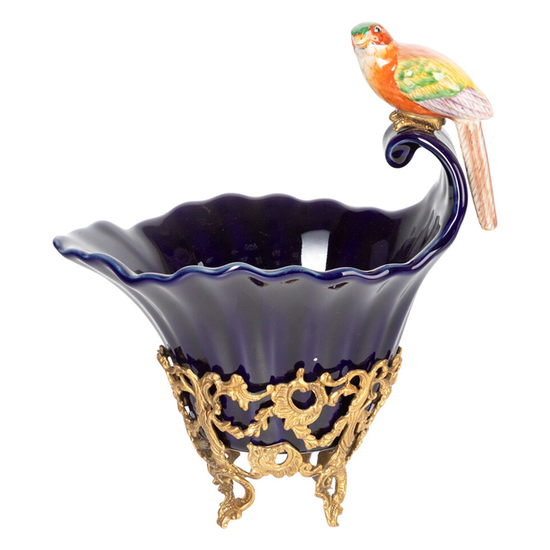 Чаша темно-синего цвета из фарфора с разноцветной птичкой Eden Garden porcelain and bronze Темно-синий Бронза Мульти Чаша темно-синего цвета из фарфора с разноцветной птичкой Eden Garden porcelain and bronze Темно-синий Бронза Мульти в Самаре | Loft Concept