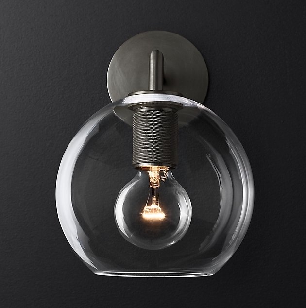 Бра RH Utilitaire Globe Shade Single Sconce Black Черный Темная бронза в Самаре | Loft Concept 