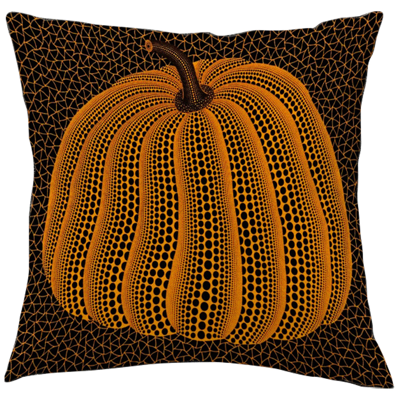 Декоративная подушка Yayoi Kusama Pumpkin Orange Черный Оранжевый в Самаре | Loft Concept 