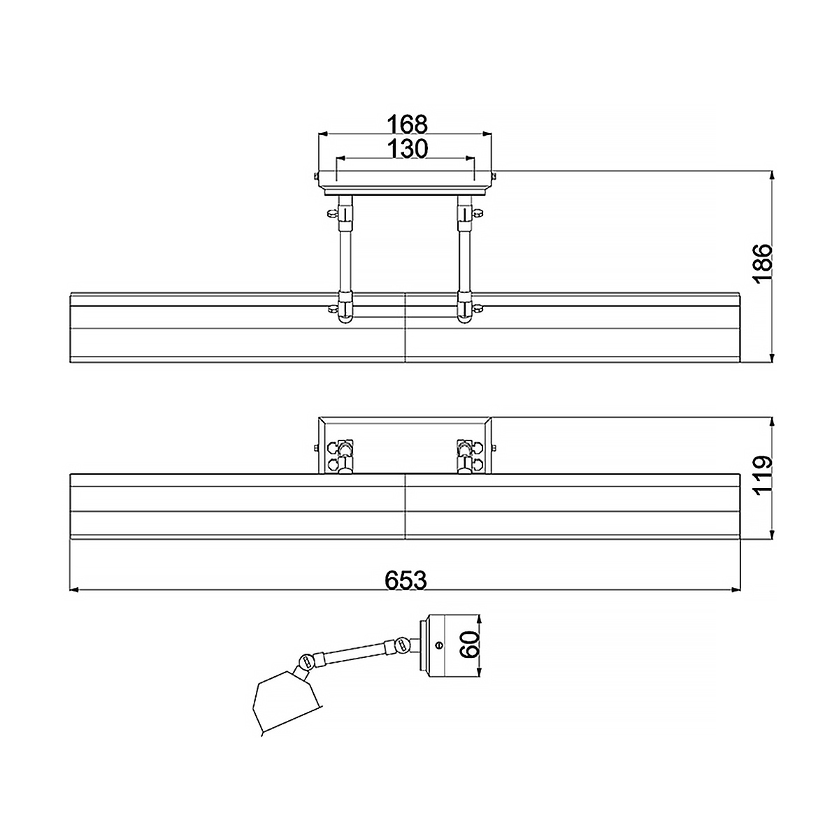 Светильник для картин с призматическим плафоном и двойными регулируемыми шарнирами Elstead Lighting в Самаре