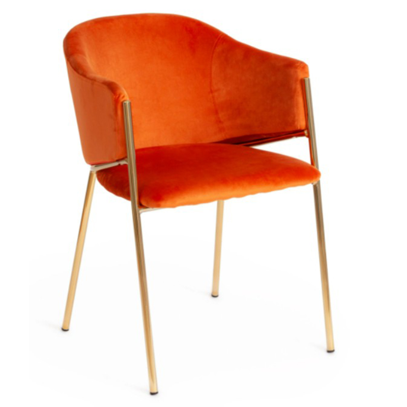 Стул Faisal Orange Velvet Chair Оранжевый Глянцевое золото в Самаре | Loft Concept 