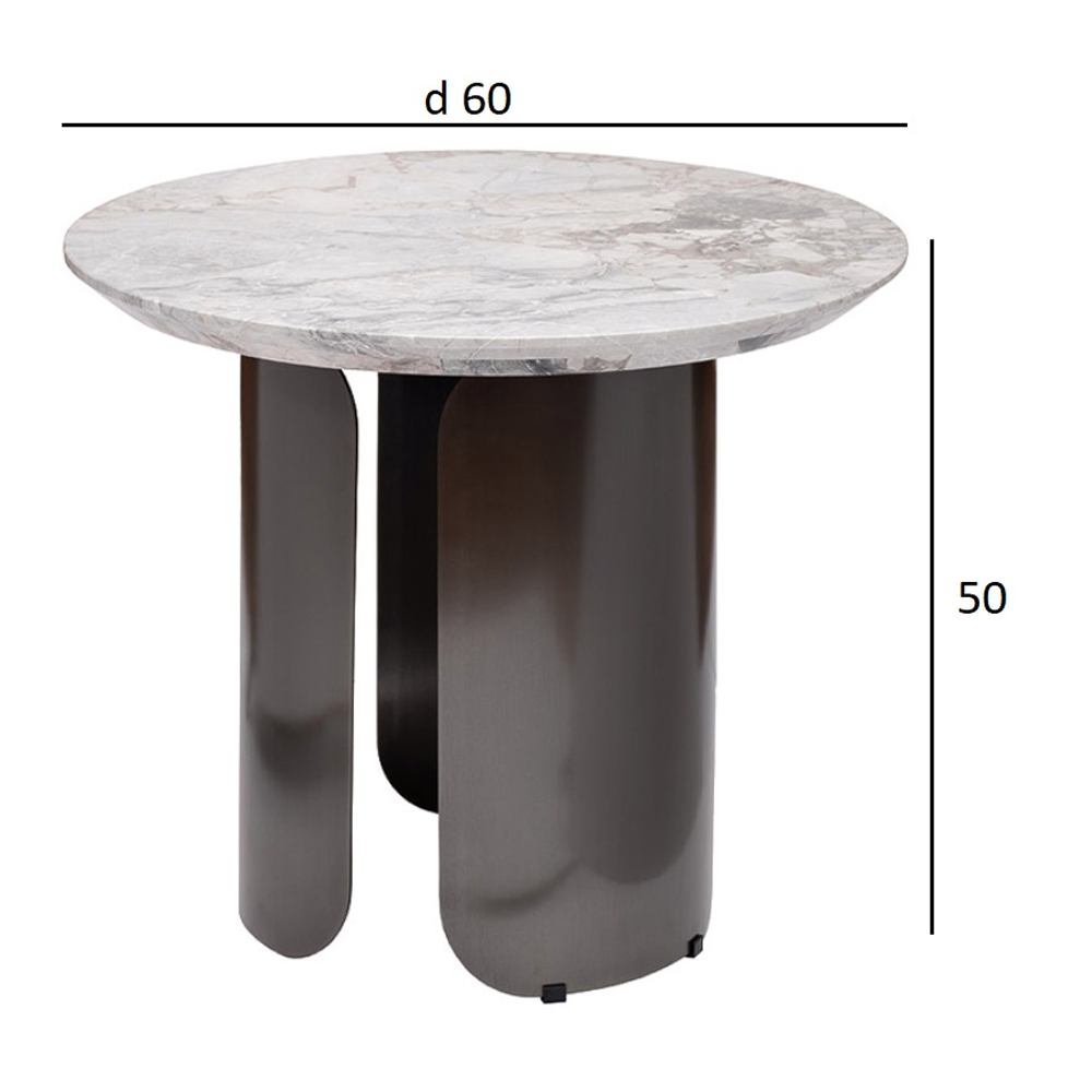 Столик журнальный круглый с мраморной столешницей Gray Marble Table в Самаре