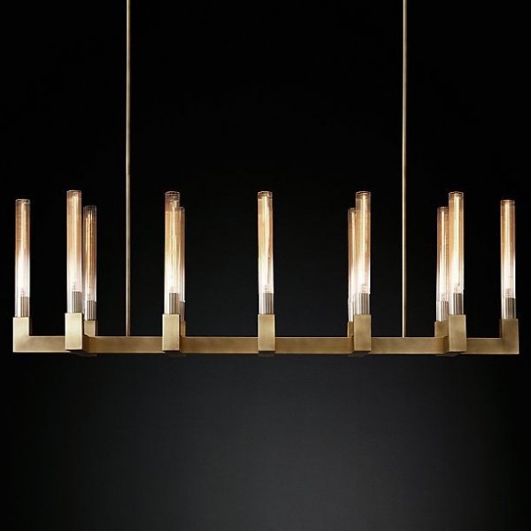 Люстра RH CANELLE Linear Chandelier 12 Modern Brass Латунь в Самаре | Loft Concept 