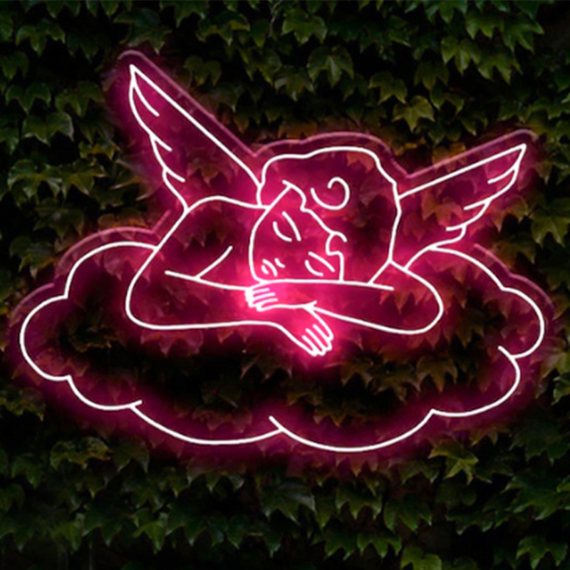 Неоновая настенная лампа Sleeping Angel Neon Wall Lamp Розовый Прозрачный Розовый в Самаре | Loft Concept 