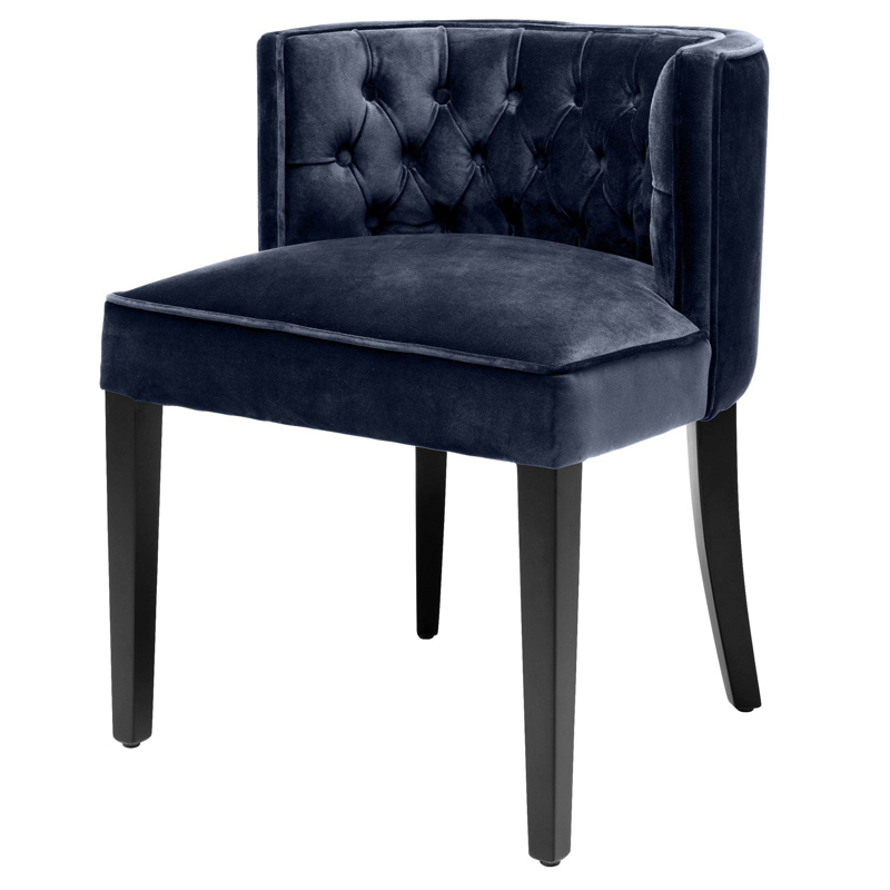 Стул Eichholtz Dining Chair Dearborn blue Темно-синий Черный в Самаре | Loft Concept 