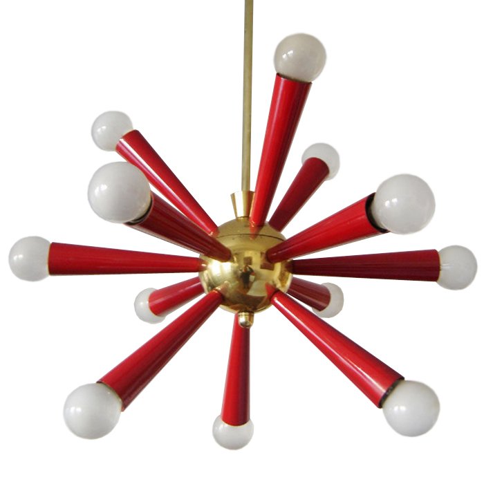 Люстра Mid Century Modern ATOMIC Sputnik Red Красный (Red) Золотой в Самаре | Loft Concept 