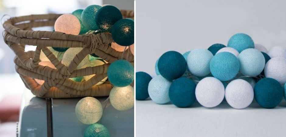 Гирлянда хлопковые фонарики Сotton Ball Aqua - Loft-Concept в Самаре