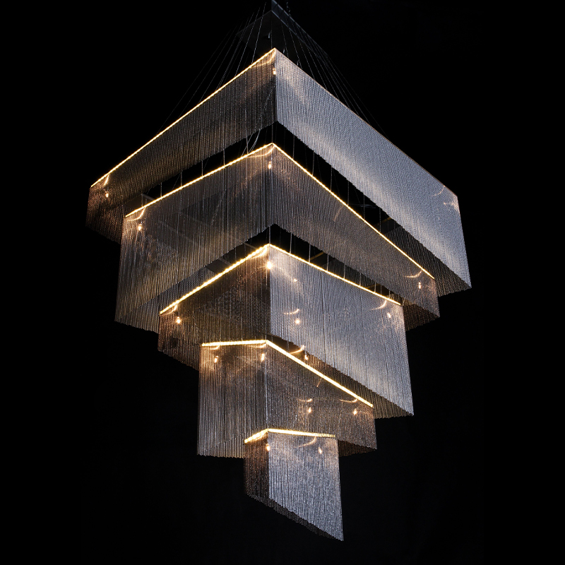 Люстра Серебряные цепочки Willowlamp Geometric Storm Silver Серебряный в Самаре | Loft Concept 