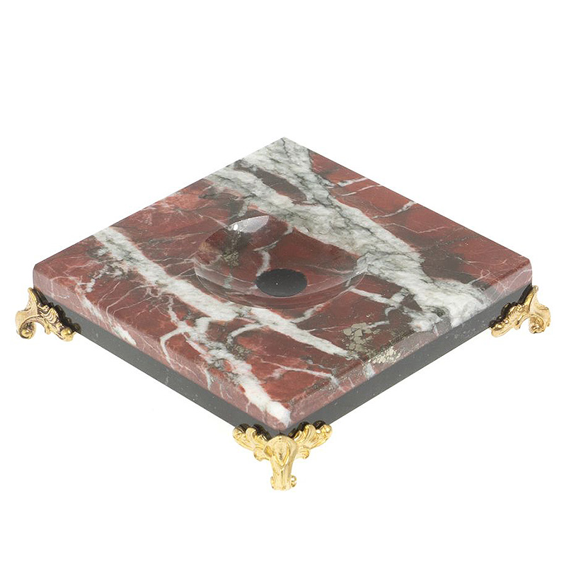 Подставка под шар квадратная из натурального камня Креноид на ножках Natural Stone Sphere Stands Красный Белый Черный Бронза в Самаре | Loft Concept 