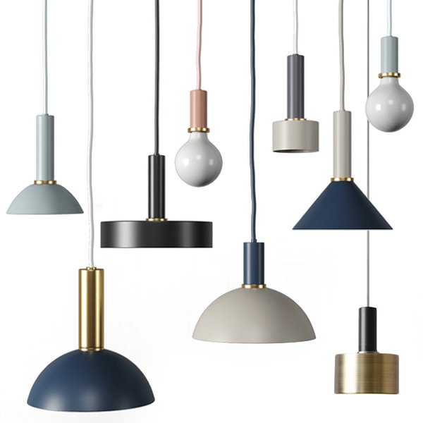 Подвесной светильник Ferm Living Socket Pendant High  Черный Латунь Голубой пастельный Темно-синий Белый Дымчатая Роза в Самаре | Loft Concept 