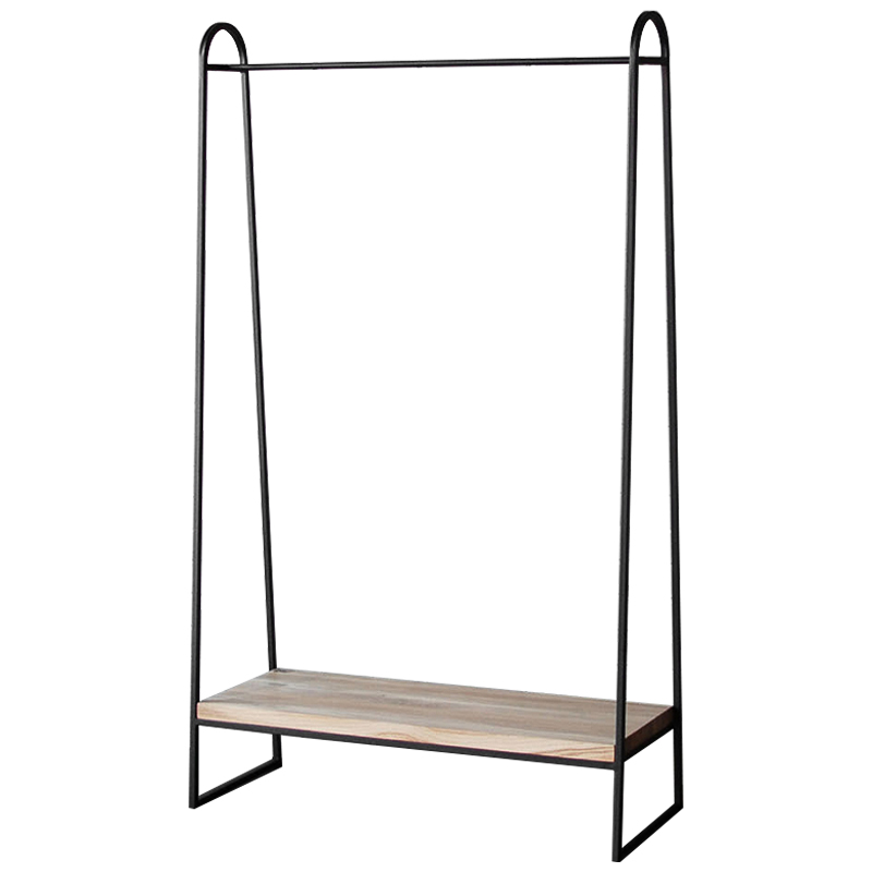 Рейл Amba Industrial Metal Rust Clothes Rail Черный Светлый дуб в Самаре | Loft Concept 