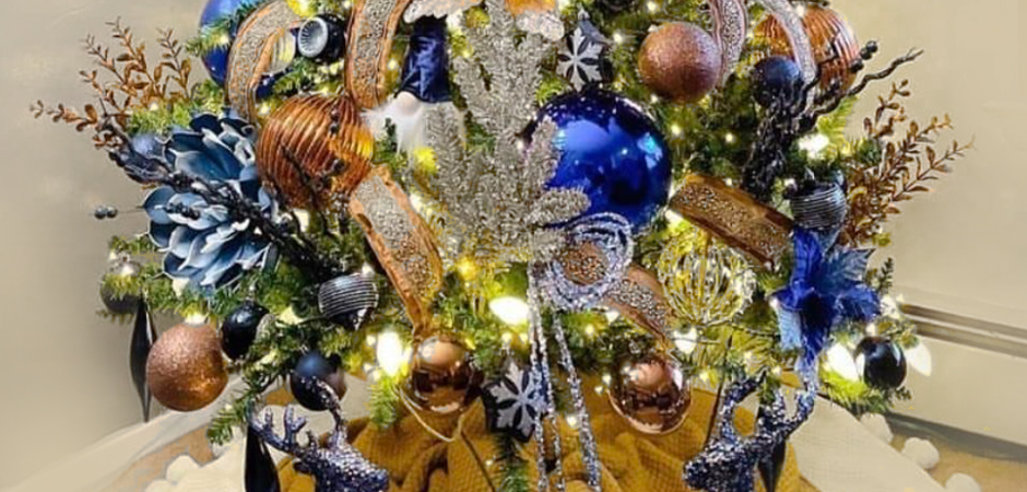 Дизайнерская Ель Синие Цветы Christmas tree Blue flowers Дизайнерская Ель Синие Цветы Christmas tree Blue flowers - Loft-Concept в Самаре