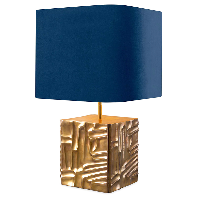 Настольная лампа Eichholtz Table Lamp Oregon Blue Velvet Синий Латунь в Самаре | Loft Concept 