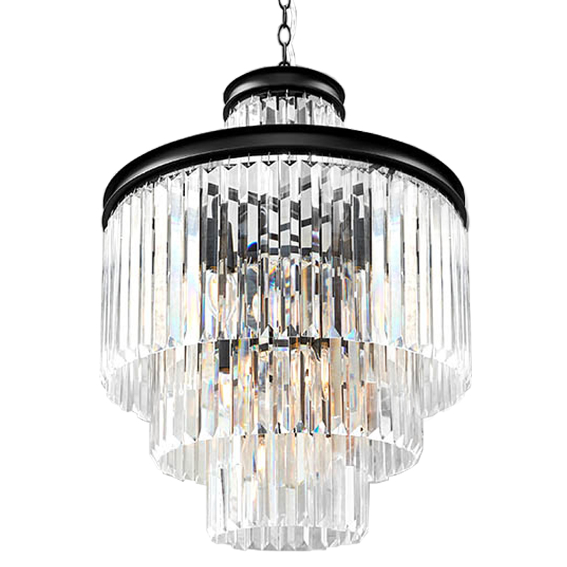 Люстра RH Odeon Chandelier Four Black 50 Прозрачное Стекло Черный в Самаре | Loft Concept 