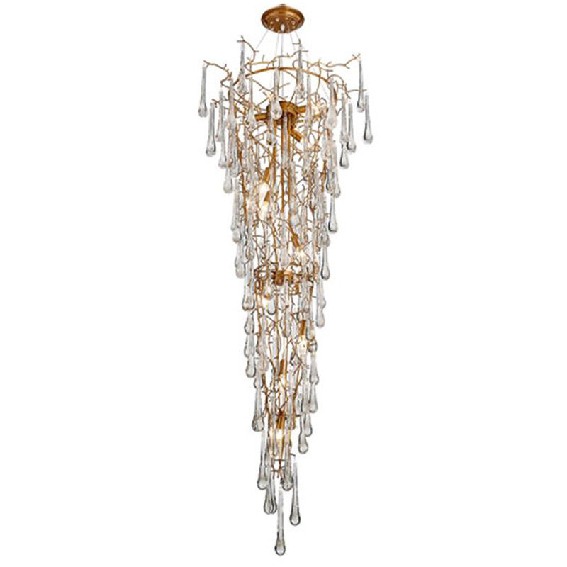 Люстра Waterfall Chandelier Crystal Drops Золотой Прозрачный в Самаре | Loft Concept 