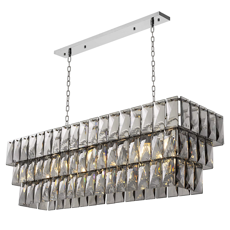 Люстра Eichholtz Chandelier Amazone Rectangular Nickel Никель Стекло Смок в Самаре | Loft Concept 